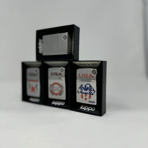 Genuine Zippo Windproof Lighter, Polished Chrome American Pride 4 Pack US Made