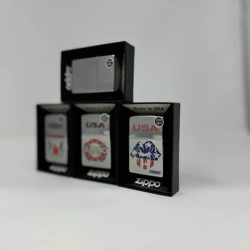 Genuine Zippo Windproof Lighter, Polished Chrome American Pride 4 Pack US Made