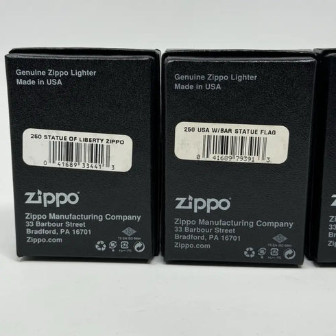 Genuine Zippo Windproof Lighter, Polished Chrome Statue Of Liberty 4Pack US Made
