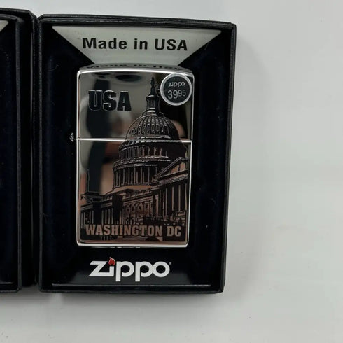Genuine Zippo Windproof Lighter, Polished Chrome Washington DC Made In US 3 Pack