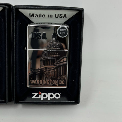 Genuine Zippo Windproof Lighter, Polished Chrome Washington DC Made In US 3 Pack