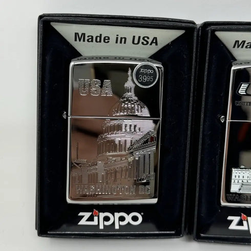 Genuine Zippo Windproof Lighter, Polished Chrome Washington DC Made In US 3 Pack