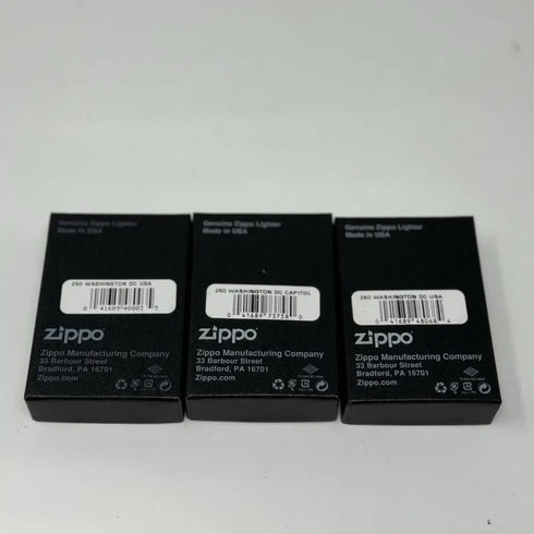 Genuine Zippo Windproof Lighter, Polished Chrome Washington DC Made In US 3 Pack