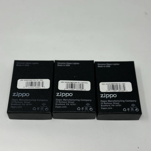 Genuine Zippo Windproof Lighter, Polished Chrome Washington DC Made In US 3 Pack