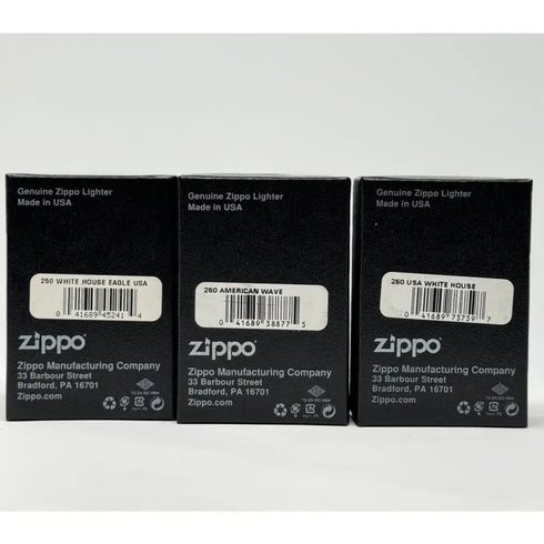 Genuine Zippo Windproof Lighter, Polished Chrome White House 3 Pack Made In USA