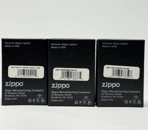 Genuine Zippo Windproof Lighter, Polished Chrome White House 3 Pack Made In USA