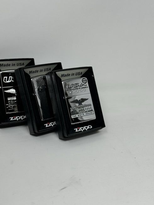 Genuine Zippo Windproof Lighter, Polished Chrome White House 3 Pack Made In USA
