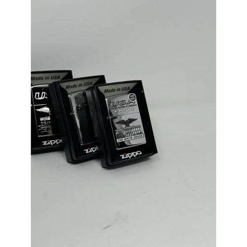 Genuine Zippo Windproof Lighter, Polished Chrome White House 3 Pack Made In USA