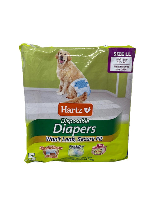 Hartz Disposable Dog Diapers, Size LL Secure Fit (5 Diapers) Dogs Over 26 Lbs