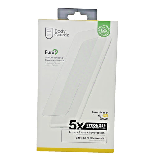iPhone 14 Pro Max 6.7” & 15 Pro Max BodyGuardz Tempered Glass Screen Protector