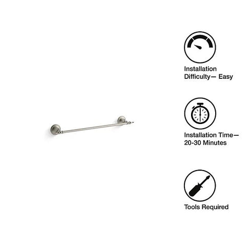 Kohler 26523-BN Decorative 18" Towel Bar - Brushed Nickel