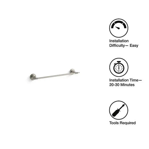 Kohler 26523-BN Decorative 18" Towel Bar - Brushed Nickel