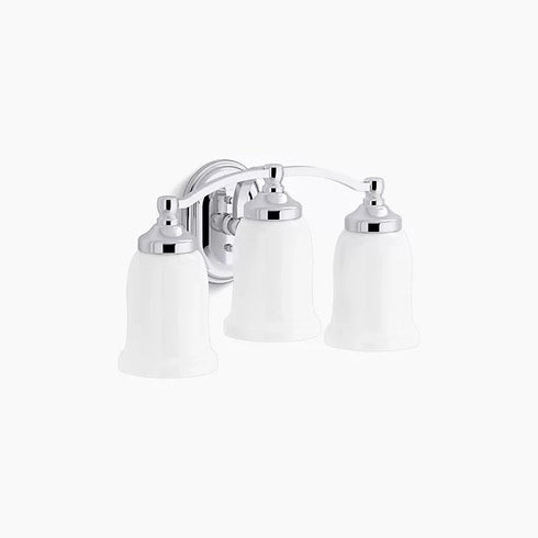 Kohler Bancroft K-11423-CPL 3-Light Wall Sconce Polished Chrome Frosted Glass