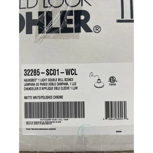 Kohler Hauksbee 1-Light Double Bell Wall Sconce WCL 32285-SC01-WCL Matte White