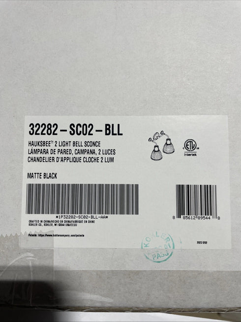 Kohler Hauksbee 2-Light Bell Wall Sconce Matte Black K-32282-BLL