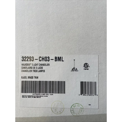 Kohler Hauksbee 30” Chandelier Black Brass Trim BML K-32293-CH03