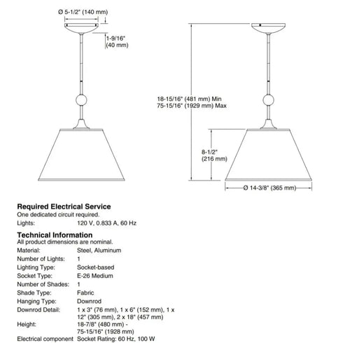 Kohler K-27861-PE01-SNL Parohn 14" Pendant Ceiling Mounted POLISHED NICKEL