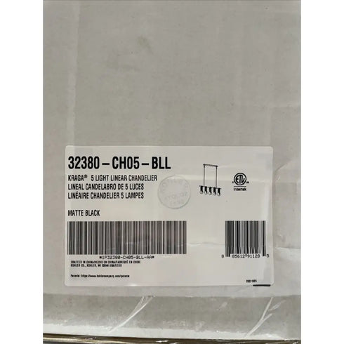 Kohler K-32380-CH05-BLL-D Kraga 45" Linear Chandelier 5-Light MATTE BLACK New!