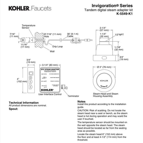 KOHLER K-5549-K1-BN DTV+ Tandem Steam Adapter Kit, Vibrant Brushed Nickel - New