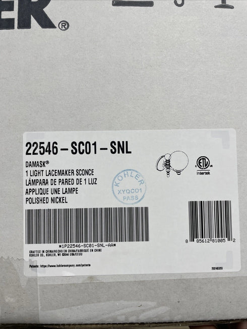 Kohler Light 22546-SC01-SNL Damask 11" Tall 1 Light Water Globe Polished Nickel