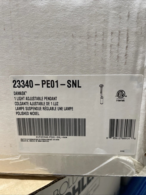 Kohler Damask 23340-PE01-SNL 1-Light Pendant - Polished Nickel (New in Box)