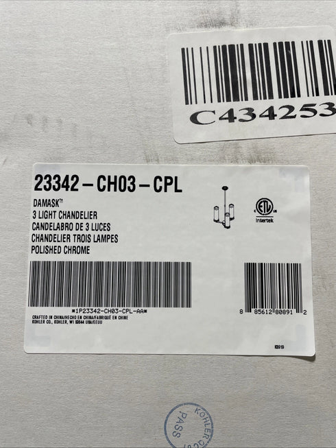 Kohler Lighting 23342-CH03-CPL Damask 20"W 3 Light Chandelier - Chrome