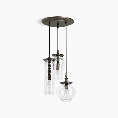 Kohler Lighting 3 Light Clear Glass 23341 PE03 Damask 12" Tall Oil Rubbed Bronze
