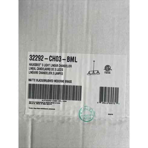 Kohler Lighting 32292-CH03 Hauksbee 42"W 3 Light Linear - Matte Black / Brushed
