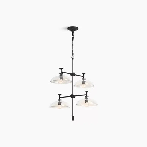 Kohler Tone 4-Light 24in Wide Chandelier Black Modern Mid-Century Lighting