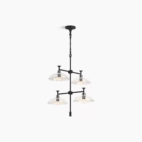 Kohler Tone 4-Light 24in Wide Chandelier Black Modern Mid-Century Lighting