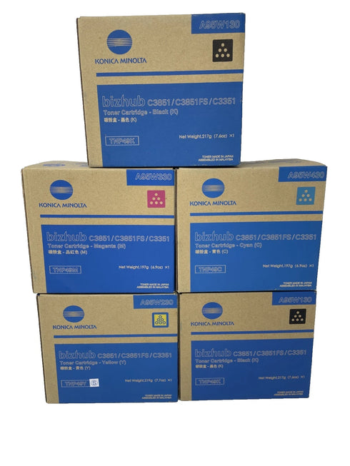 Konica Minolta bizhub C3851 Genuine Toner Lot of 5 TNP49M TNP49Y TNP49C 2xTNP49K