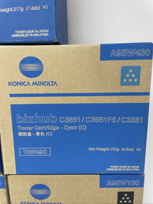 Konica Minolta bizhub C3851 Genuine Toner Lot of 5 TNP49M TNP49Y TNP49C 2xTNP49K
