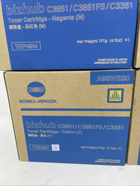 Konica Minolta bizhub C3851 Genuine Toner Lot of 5 TNP49M TNP49Y TNP49C 2xTNP49K