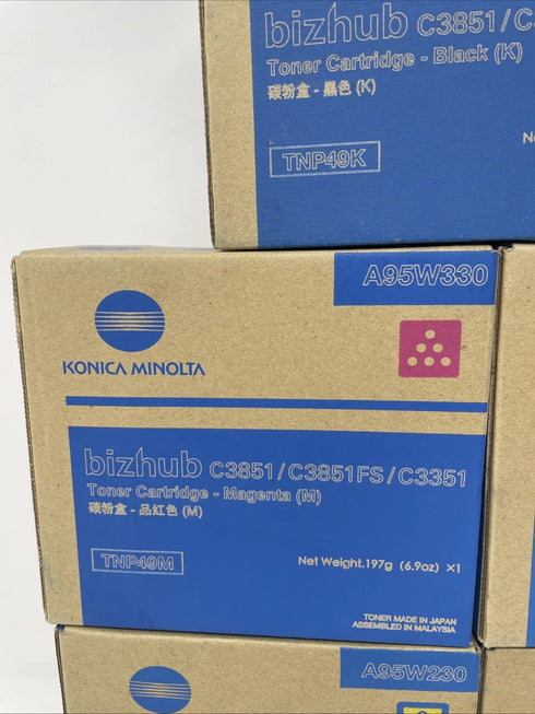Konica Minolta bizhub C3851 Genuine Toner Lot of 5 TNP49M TNP49Y TNP49C 2xTNP49K