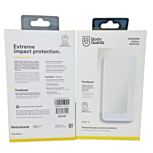NEW BodyGuardz Pure2 Tempered Glass Screen Protector Samsung Galaxy S20 FE 5G
