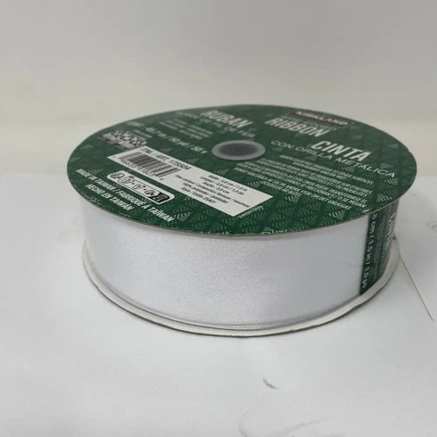 Kirkland Wire-Edged White Ribbon 1.5" x 50 yds - Christmas Wreath Bows