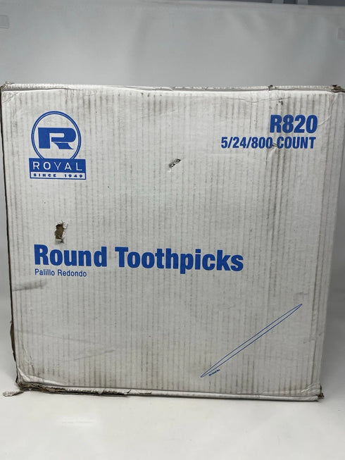 Royal R820 2.5" Round Wood Toothpicks (96000 Toothpicks/CT) New 5x24x800
