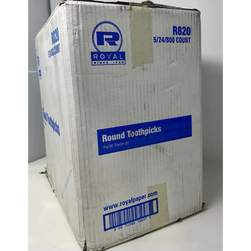 Royal R820 2.5" Round Wood Toothpicks (96000 Toothpicks/CT) New 5x24x800