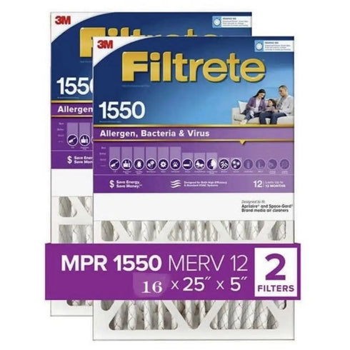 Set Of 2 3M Filtrete 16"x25"x5" Deep Pleat Air Filter - NDP01-5IN-2 2 Pack