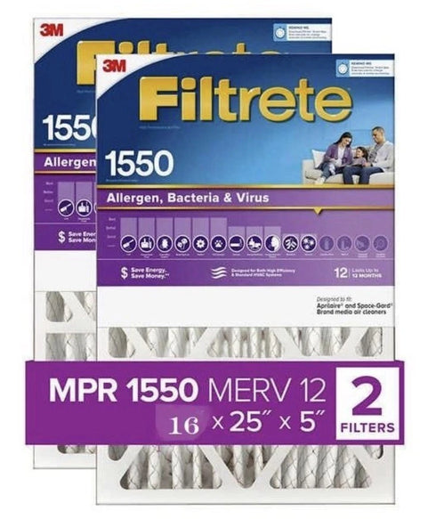 Set Of 2 3M Filtrete 16"x25"x5" Deep Pleat Air Filter - NDP01-5IN-2 2 Pack