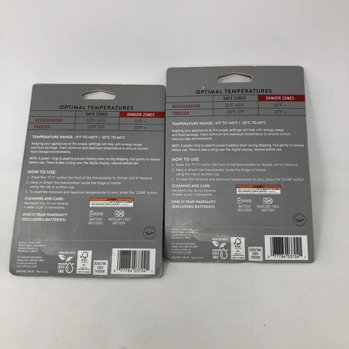 A Set of 2 Taylor Precision Products LCD Display Digital Kitchen Refrigerator
