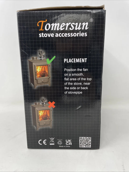 Tomersun 4 Blades Heat Powered Stove Fan for Wood/Log Burner/Fireplace