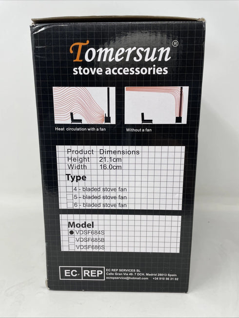 Tomersun 4 Blades Heat Powered Stove Fan for Wood/Log Burner/Fireplace