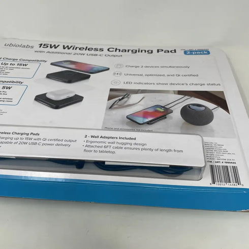 Ubiolabs 15W Wireless Charging Pads - 2 Pack (New, Sealed)